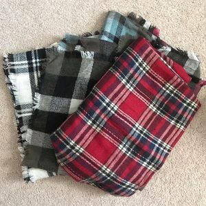 Bundle of 3 Plaid Blanket Scarves